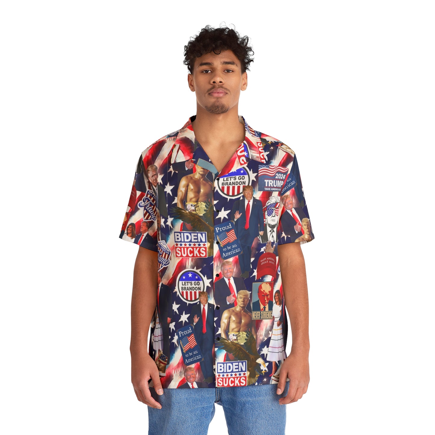 Donald Trump 2024 MAGA Montage Men's Hawaiian Shirt