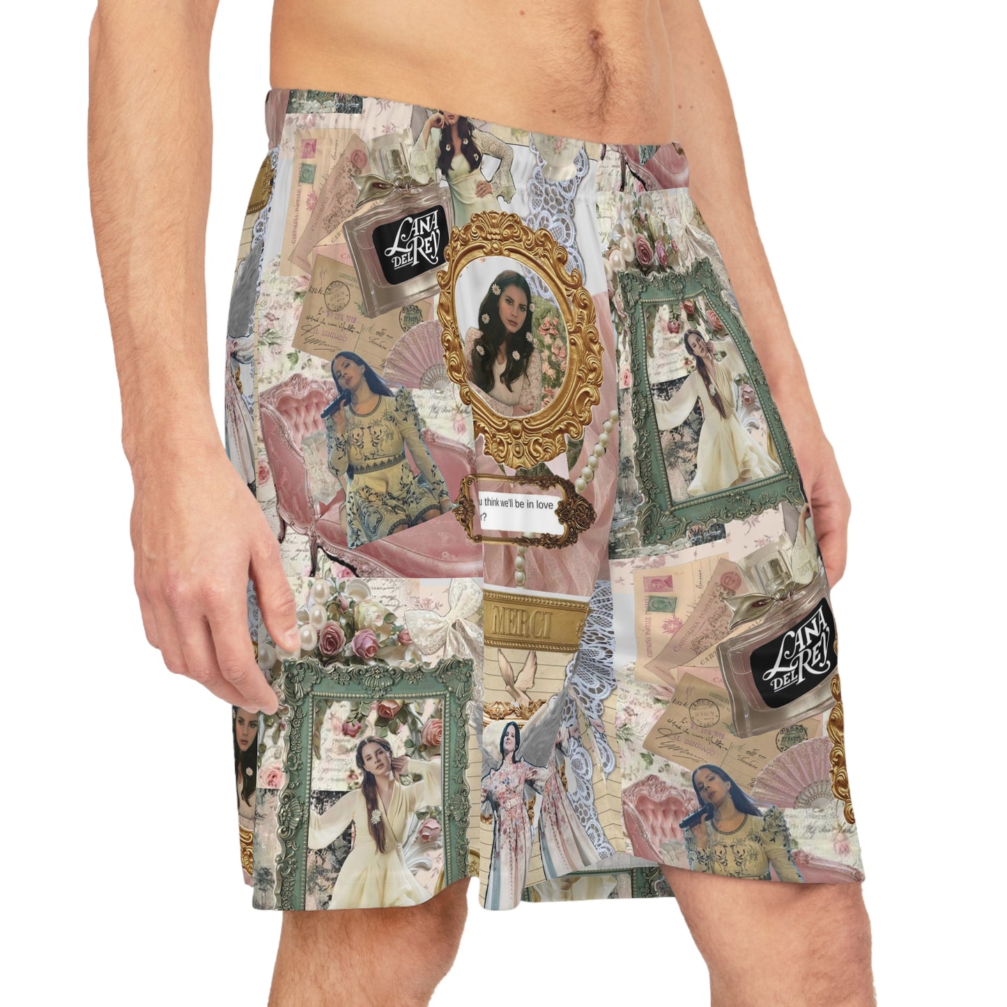 Lana Del Rey Victorian Collage Basketball Shorts