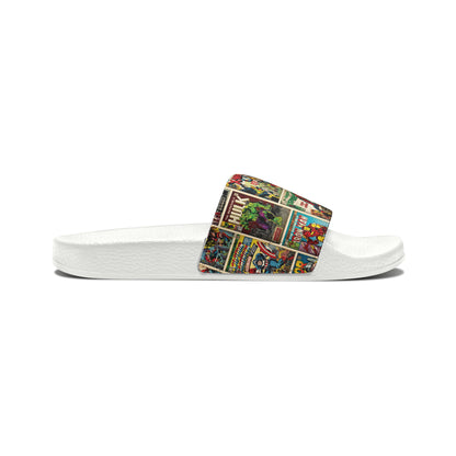 Marvel Comic Book Cover Collage Youth Slide Sandals