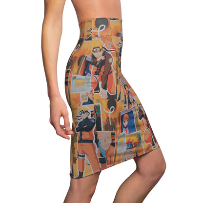 Naruto Uzumaki Sunflower Blaze Collage Women's Pencil Skirt