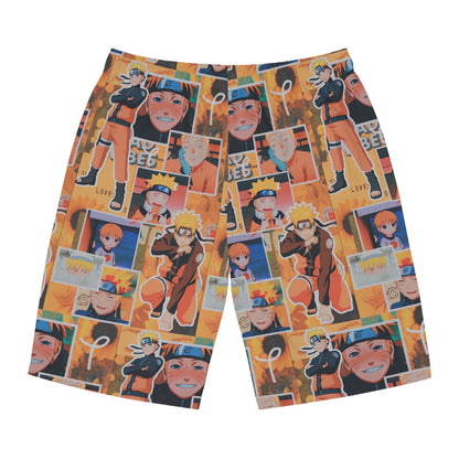 Naruto Uzumaki Sunflower Blaze Collage Men's Board Shorts