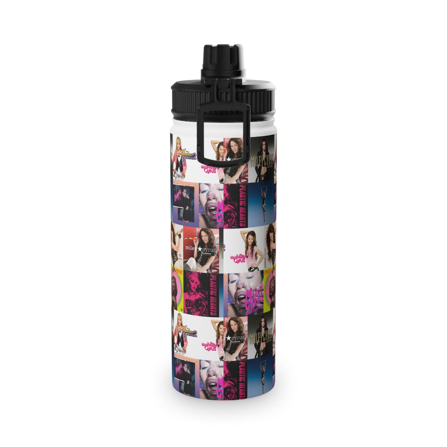 Miley Cyrus Album Cover Collage Stainless Steel Sports Lid Water Bottle