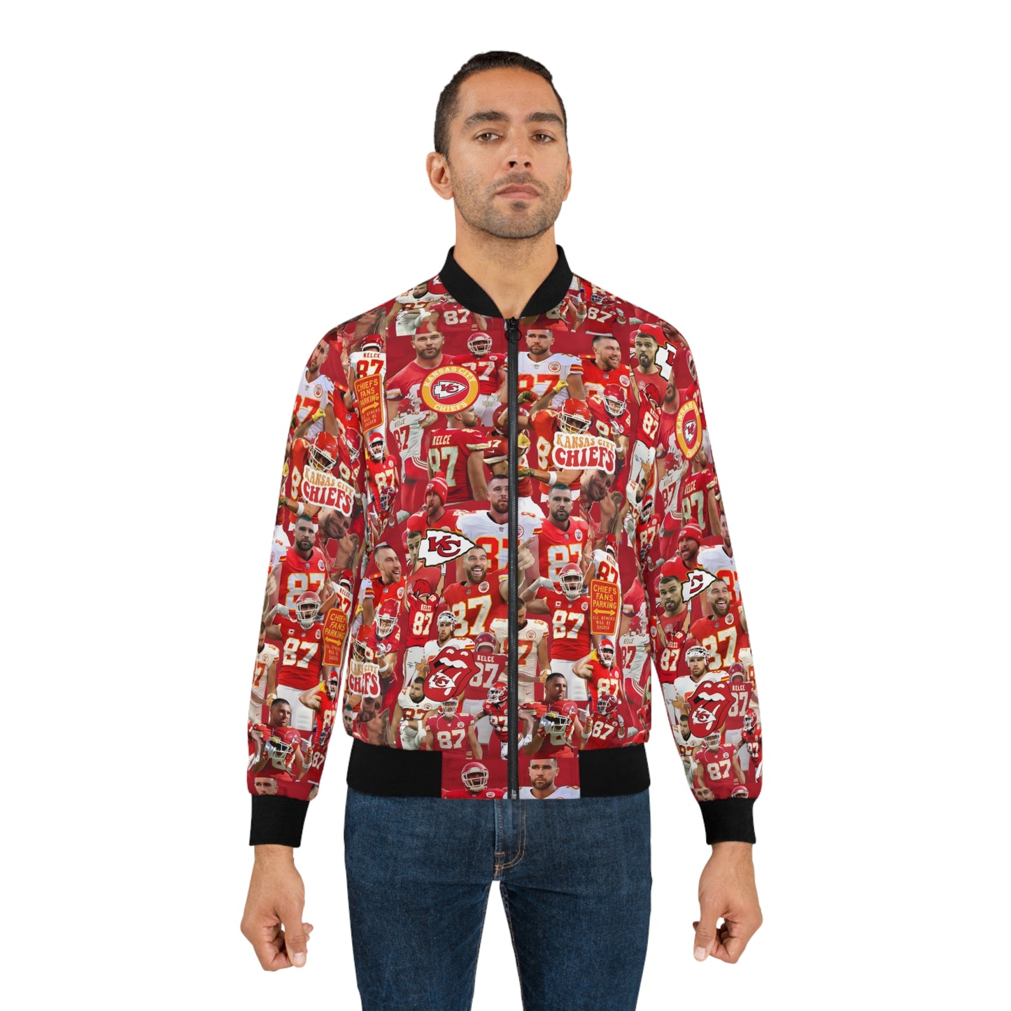 Travis Kelce Chiefs Red Collage Men's Bomber Jacket