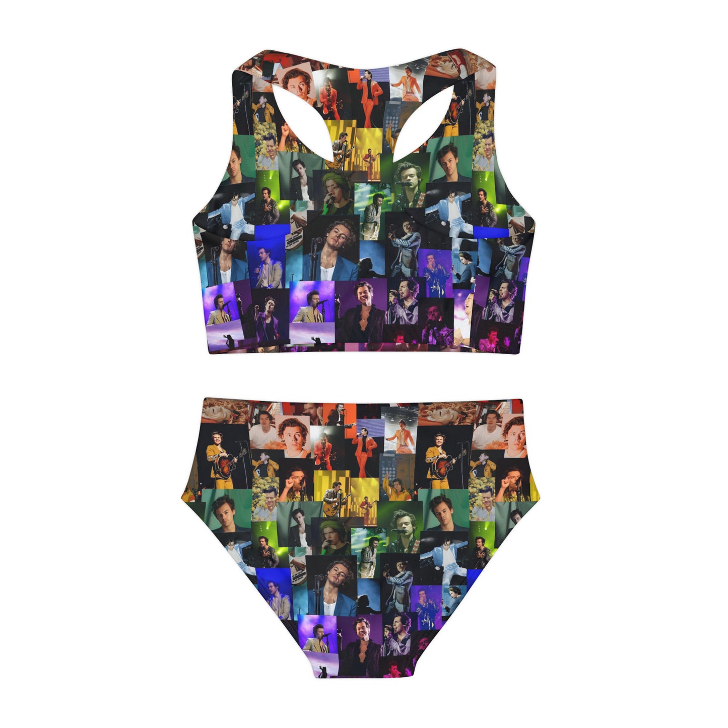 Harry Styles Rainbow Photo Collage Girls Two Piece Swimsuit