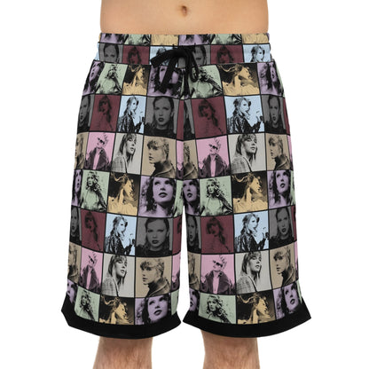 Taylor Swift Eras Collage Basketball Rib Shorts