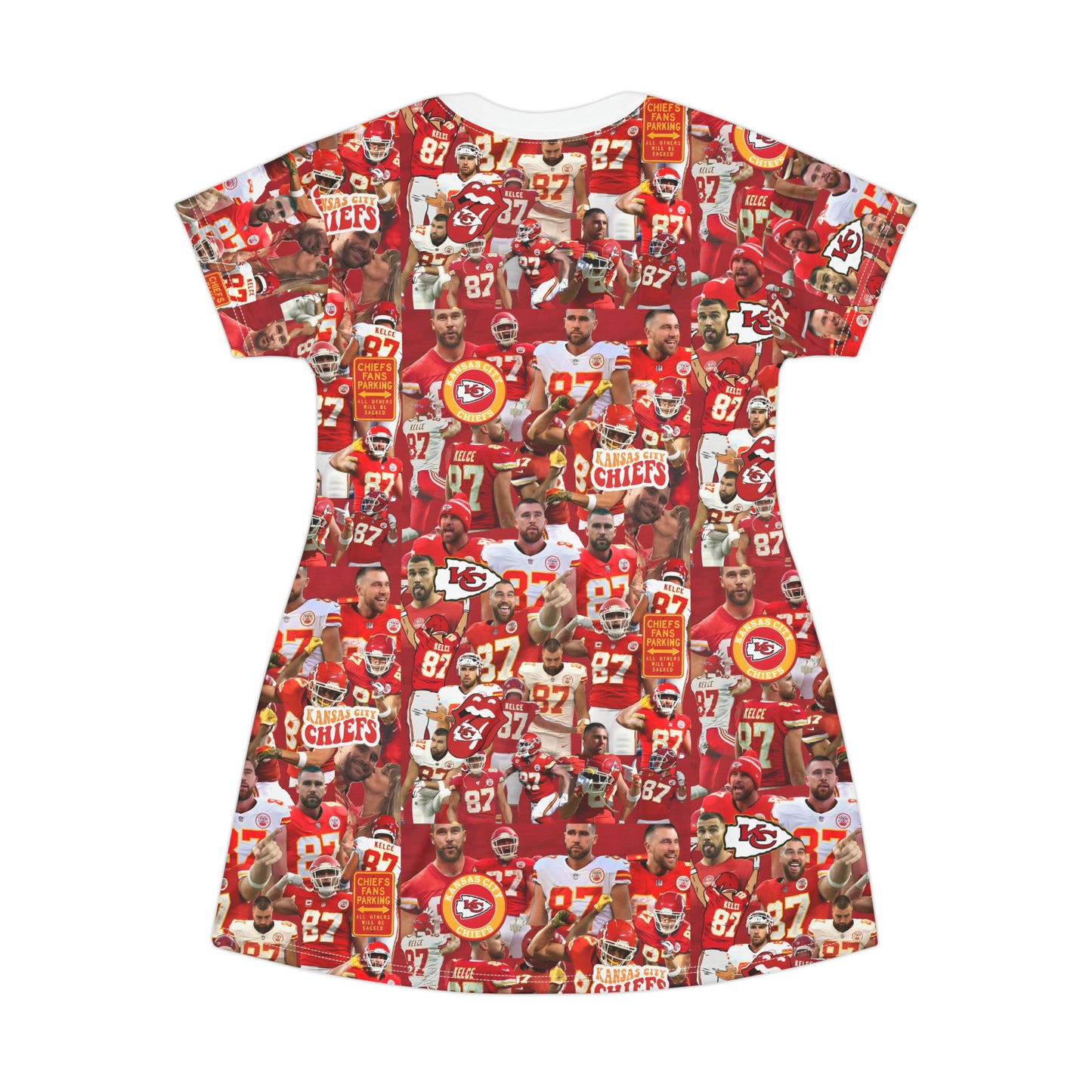 Travis Kelce Chiefs Red Collage T-Shirt Dress