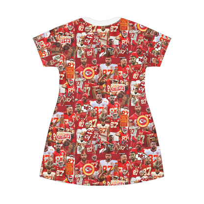 Travis Kelce Chiefs Red Collage T-Shirt Dress