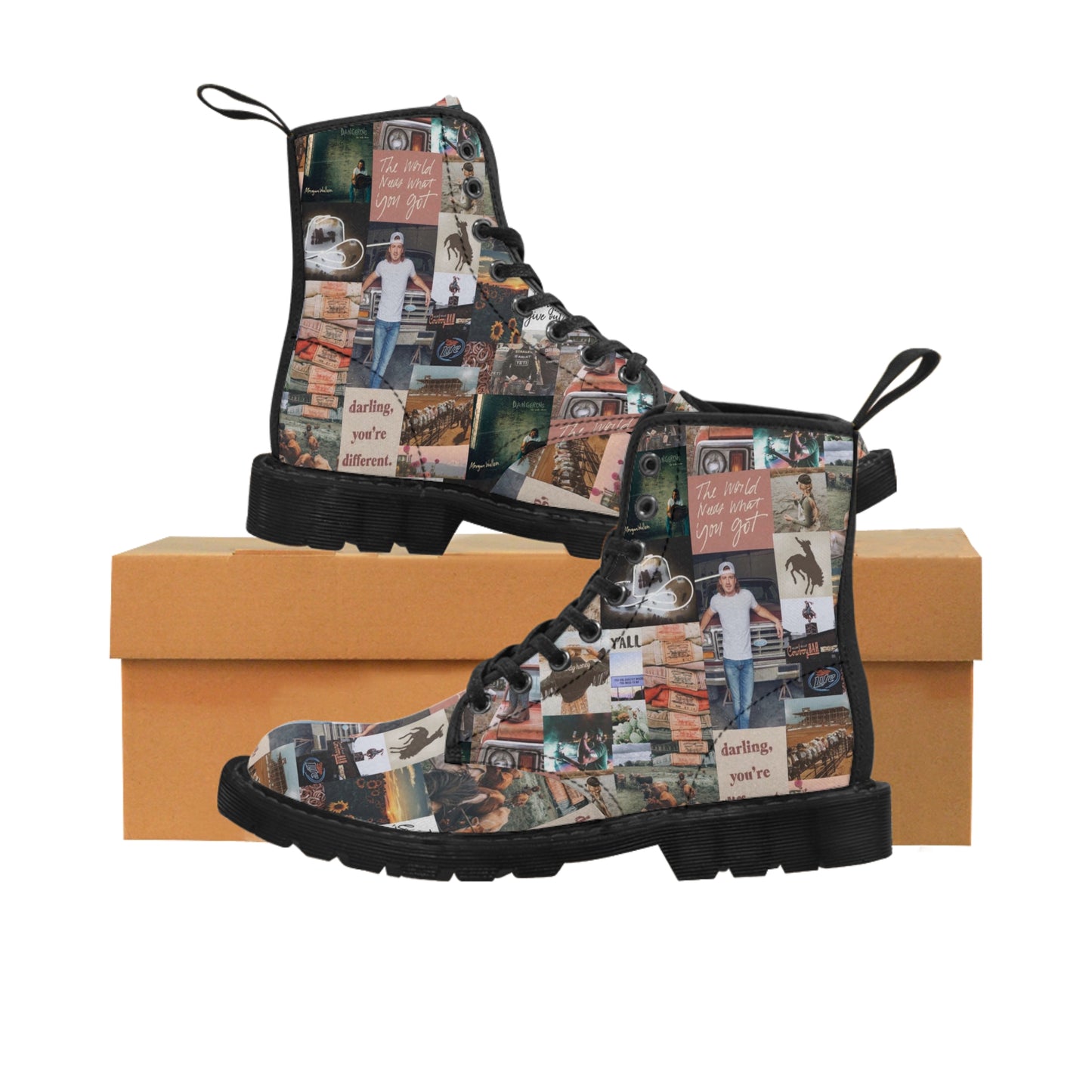 Morgan Wallen Darling You're Different Collage Women's Canvas Boots