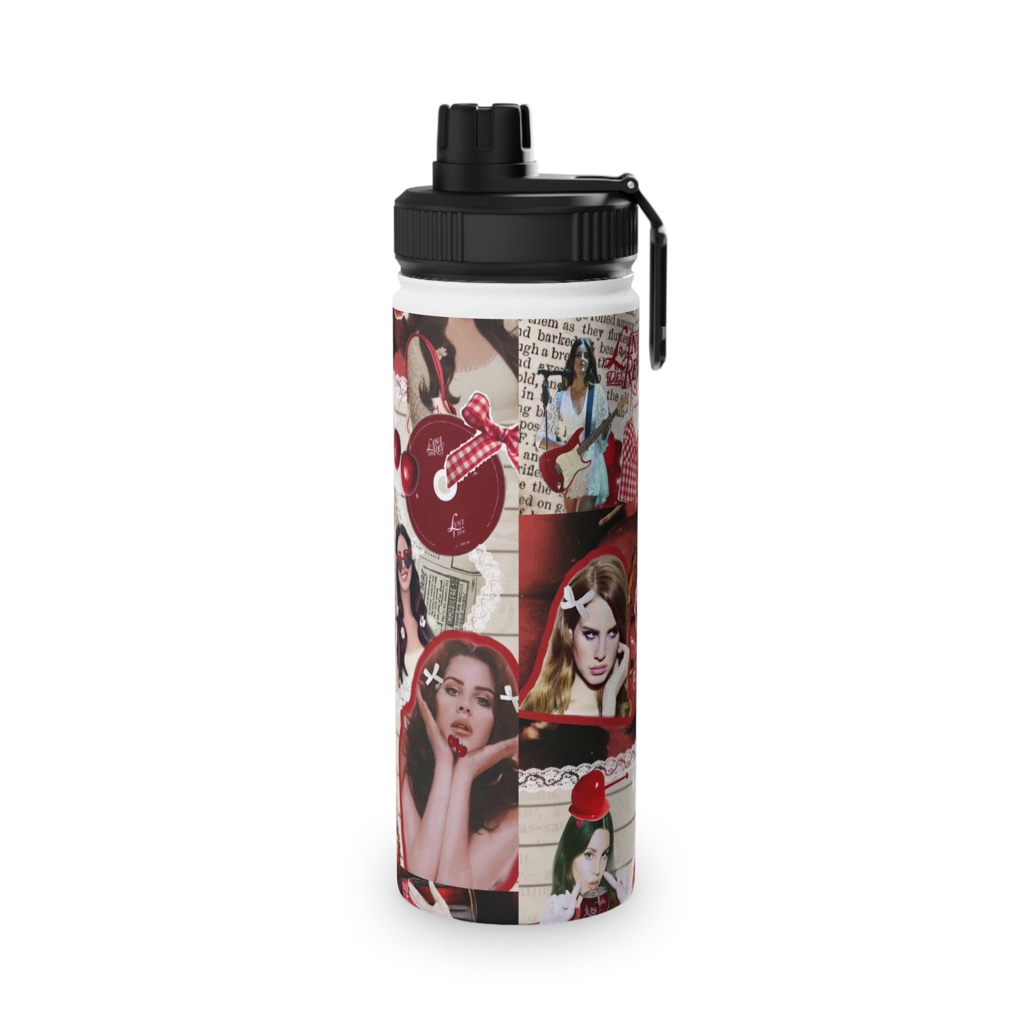 Lana Del Rey Cherry Coke Collage Stainless Steel Sports Lid Water Bottle