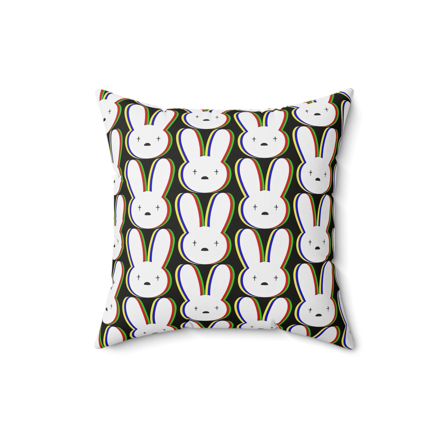 Bad Bunny Logo Pattern Spun Polyester Square Pillow