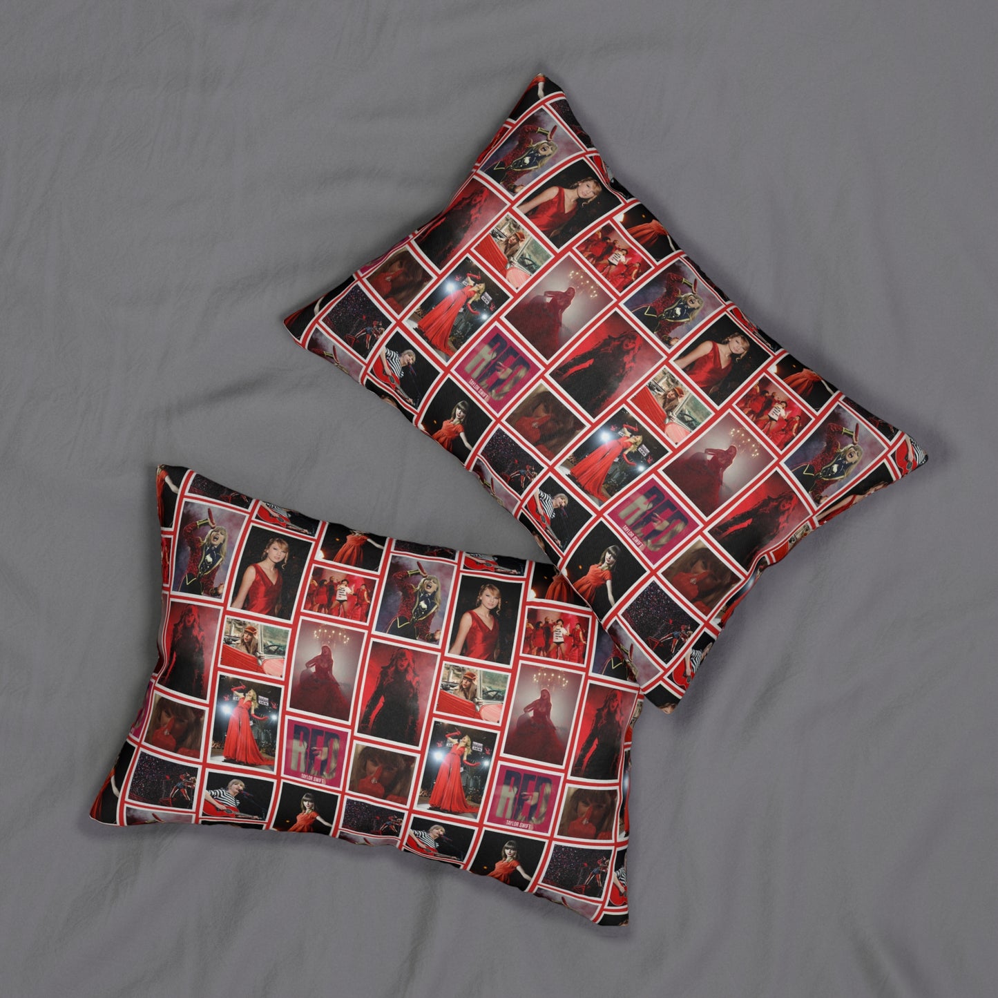 Taylor Swift Red Era Collage Polyester Lumbar Pillow