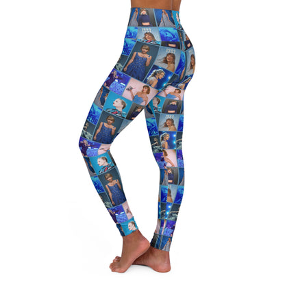 Taylor Swift Blue Dreams Collage High Waisted Yoga Leggings