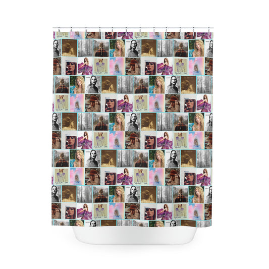 Taylor Swift Album Art Collage Pattern Polyester Shower Curtain