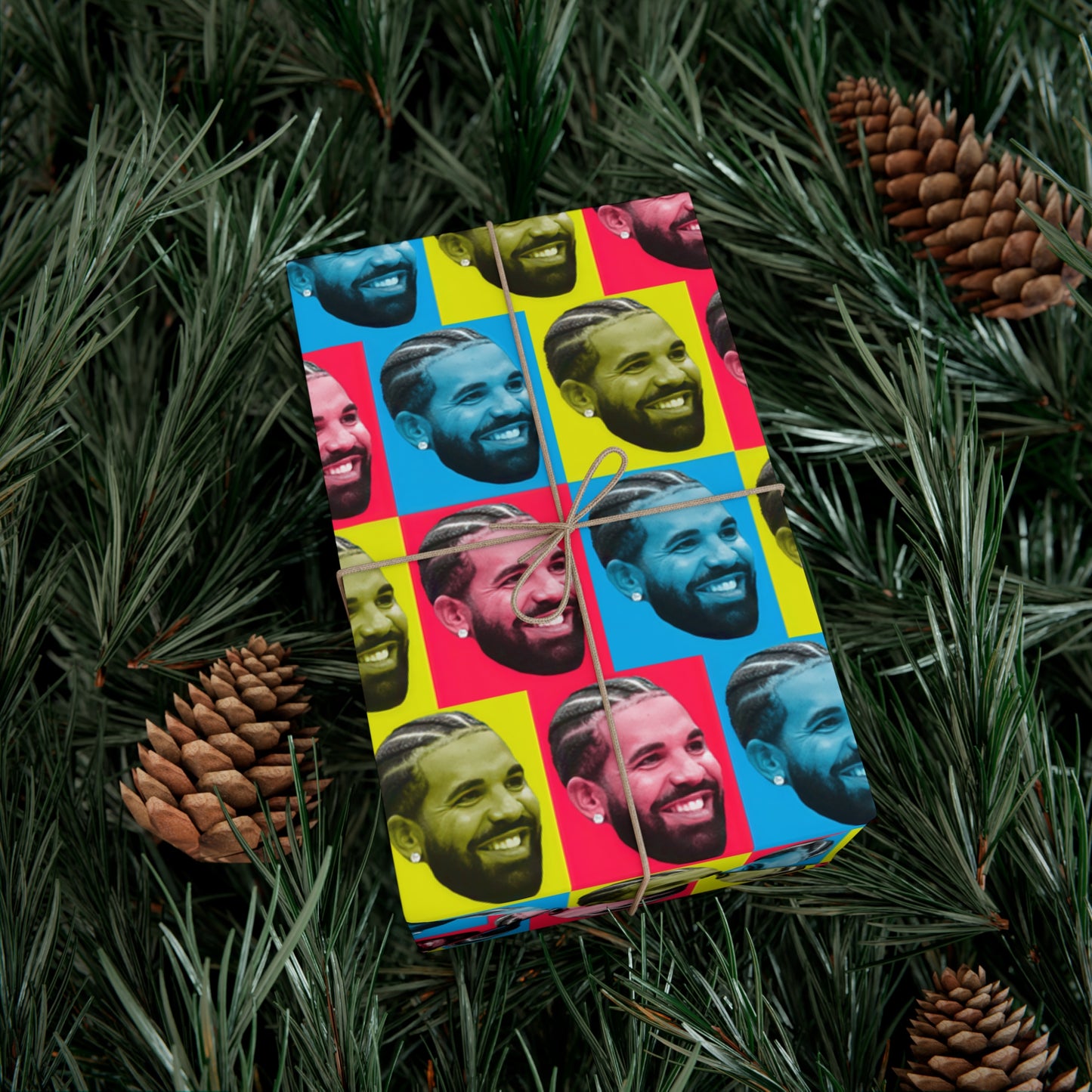 Drake Colored Checker Faces Gift Wrap Paper