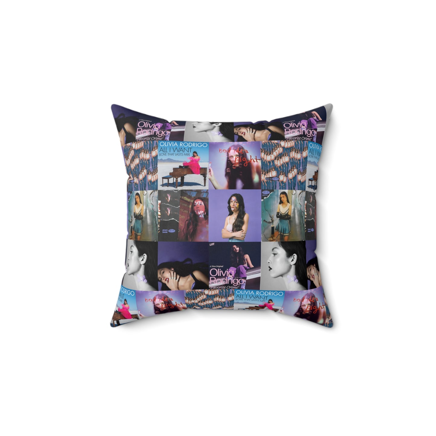 Olivia Rodrigo Album Cover Art Collage Spun Polyester Square Pillow