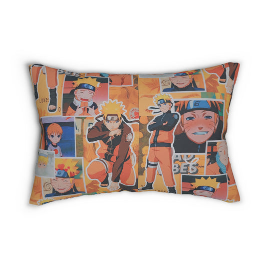 Naruto Uzumaki Sunflower Blaze Collage Spun Polyester Lumbar Pillow