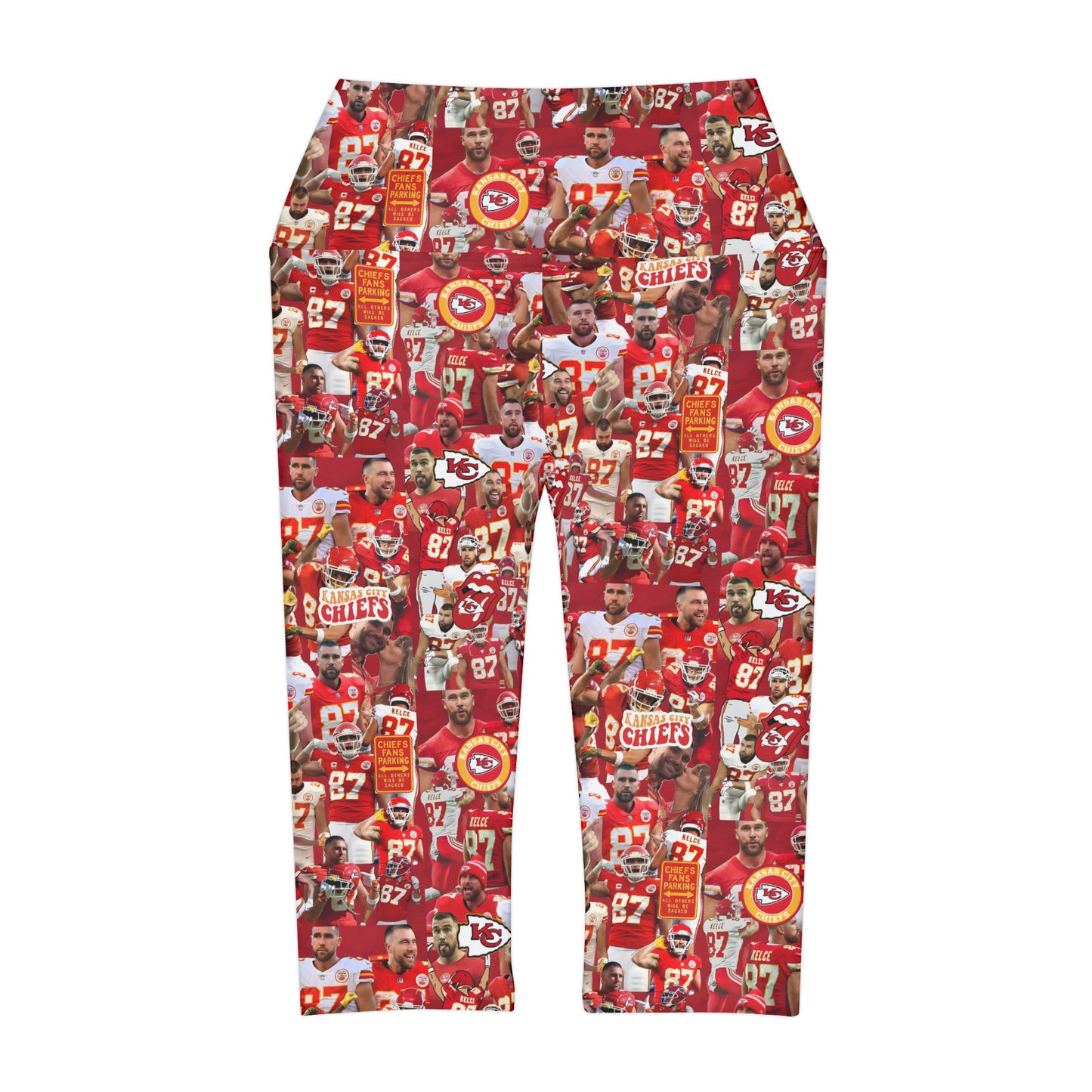 Travis Kelce Chiefs Red Collage Yoga Capri Leggings