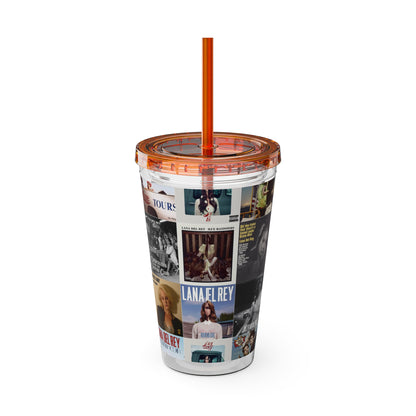 Lana Del Rey Album Cover Collage Sunsplash Tumbler with Straw