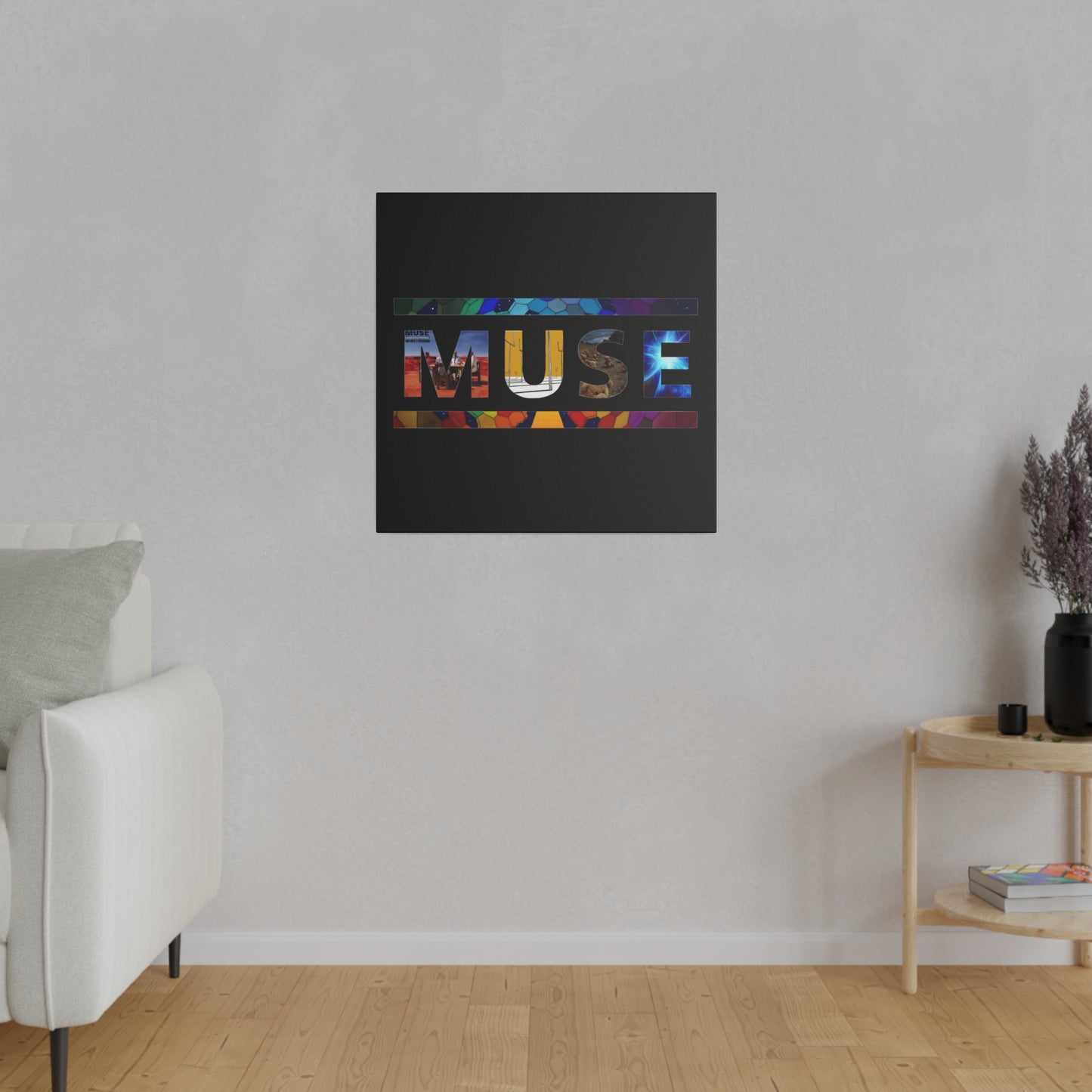 Muse Album Art Letters Thin Matte Stretched Canvas