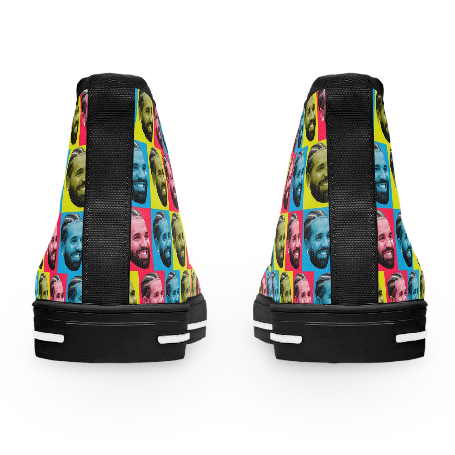 Drake Colored Checker Faces Women's High Top Sneakers