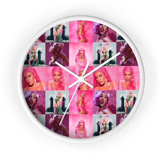 Doja Cat Hot Pink Mosaic Wall Clock