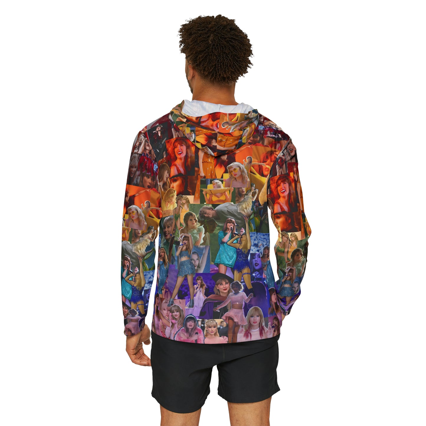 Taylor Swift Rainbow Photo Collage Men's Sports Warmup Hoodie