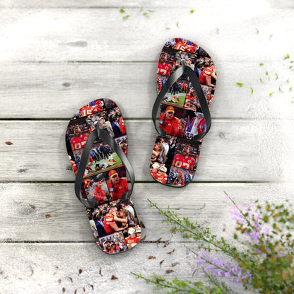 Kansas City Chiefs Superbowl LVIII Championship Victory Collage Flip Flops