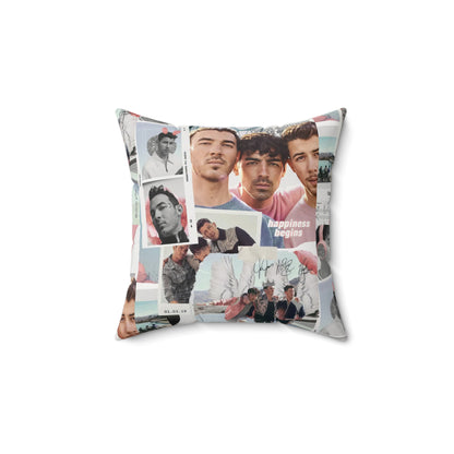 Jonas Brothers Happiness Begins Collage Spun Polyester Square Pillow