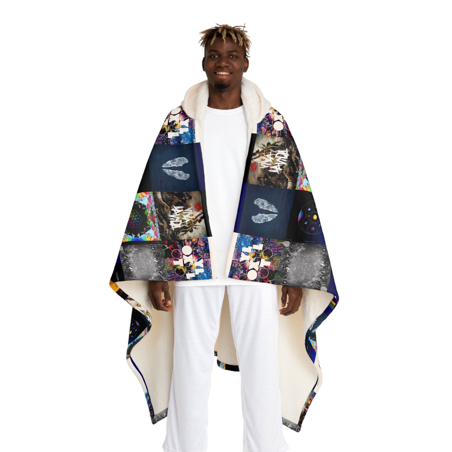 Colplay Album Cover Collage Hooded Sherpa Fleece Blanket