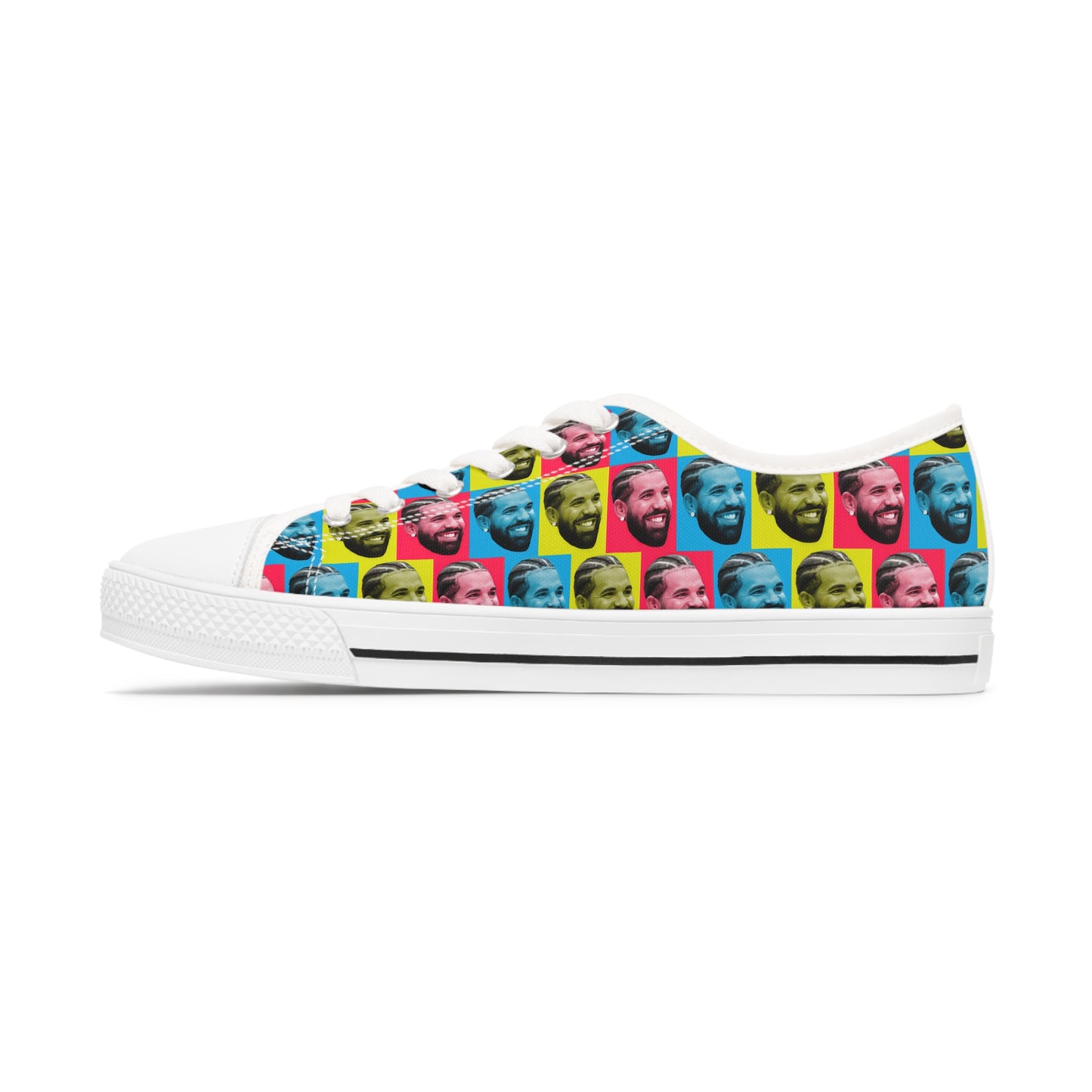 Drake Colored Checker Faces Women's Low Top Sneakers