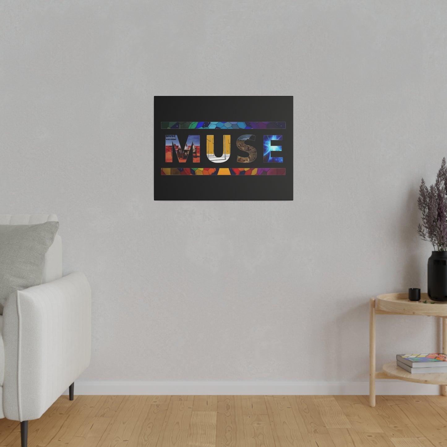 Muse Album Art Letters Thin Matte Stretched Canvas