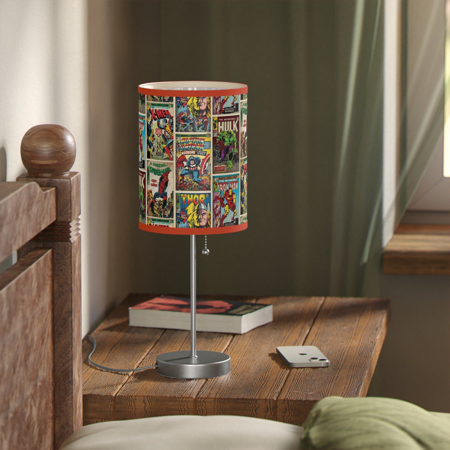 Marvel Comic Book Cover Collage Lamp on a Stand