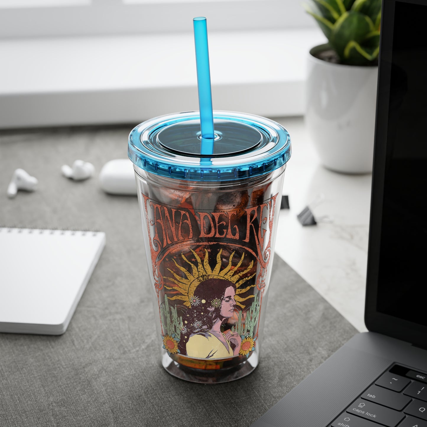 Lana Del Rey Vintage Artwork Sunsplash Tumbler with Straw