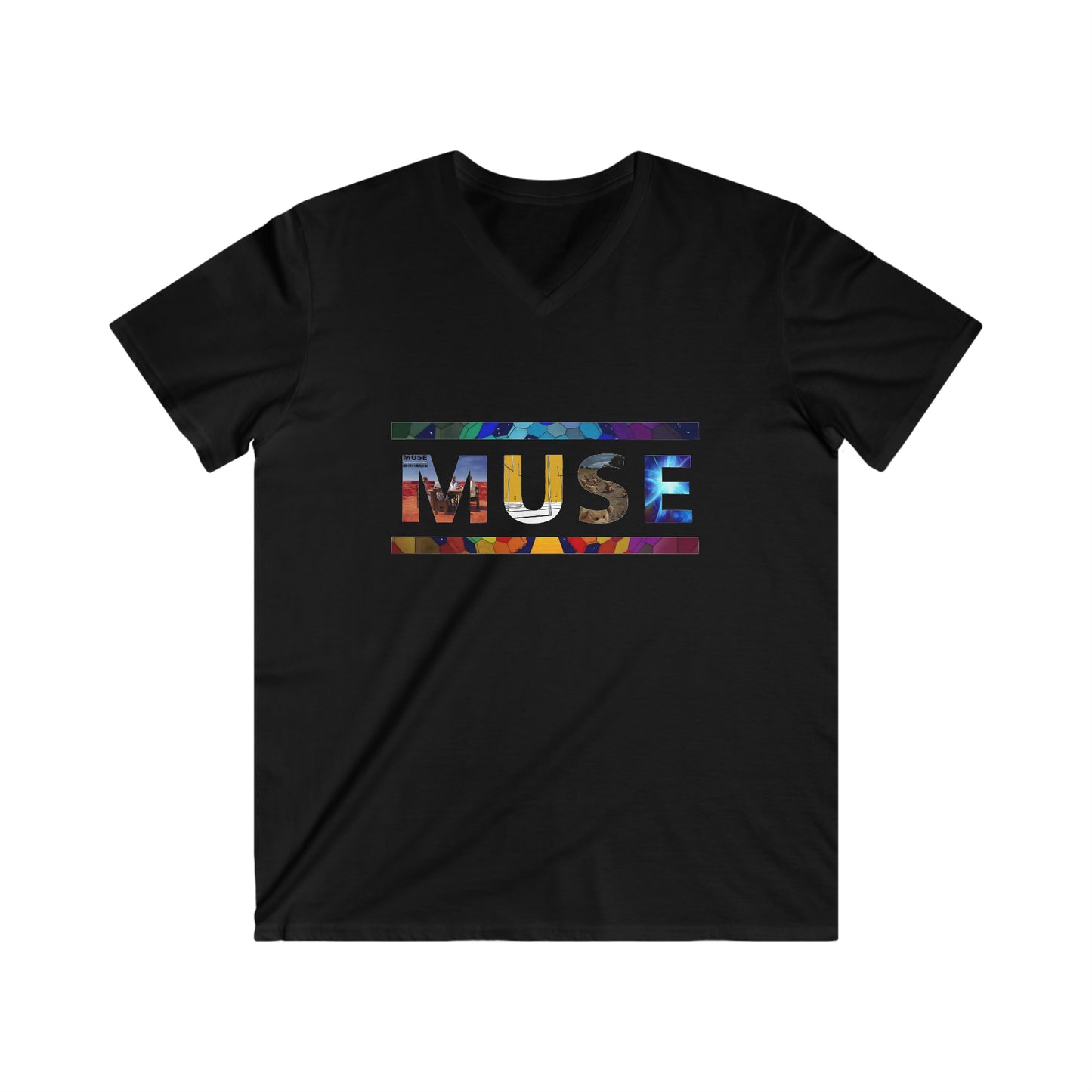 Muse Album Art Letters Men's Fitted V-Neck Short Sleeve Tee