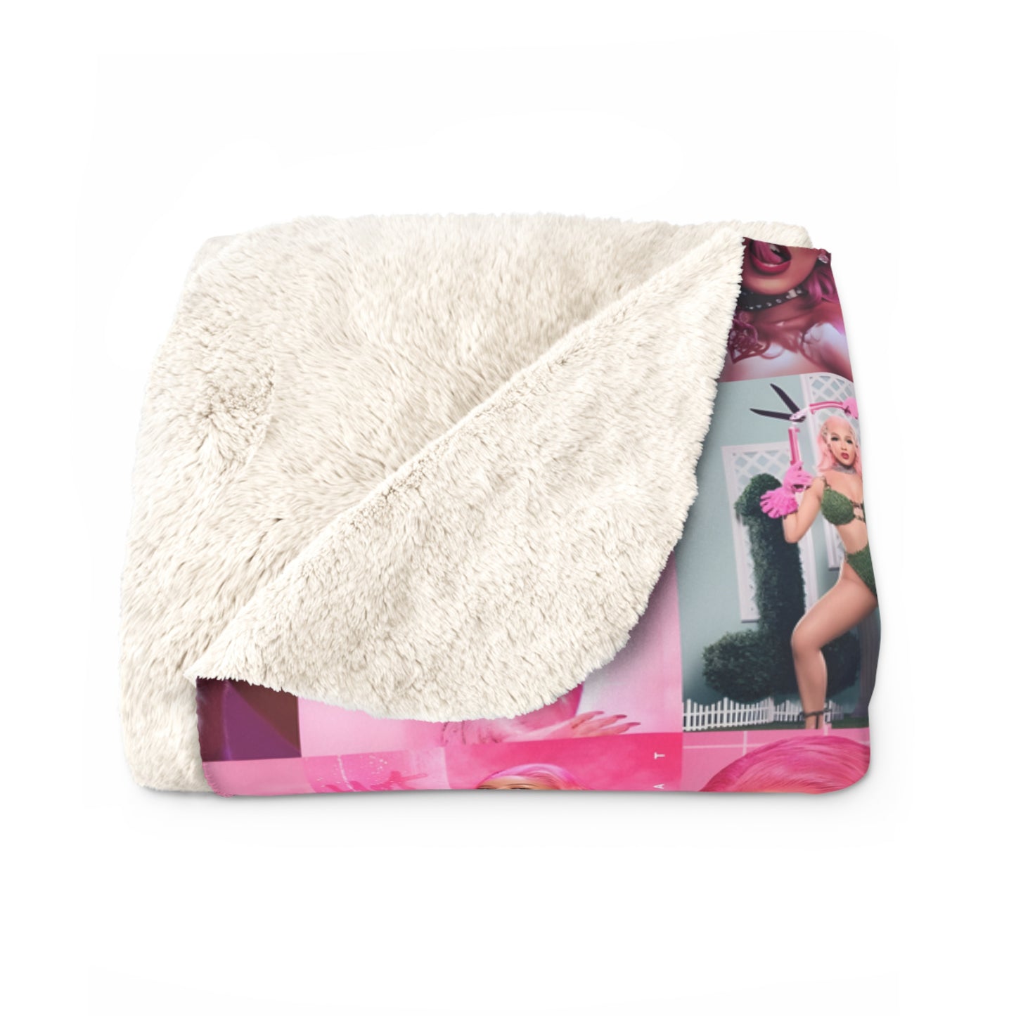 Doja Cat Hot Pink Mosaic Sherpa Fleece Blanket