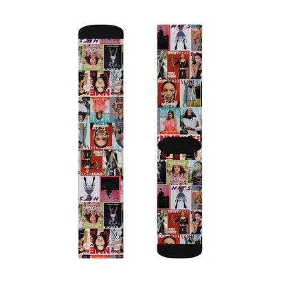 Olivia Rodrigo Magazine Cover Collage Pattern Tube Socks