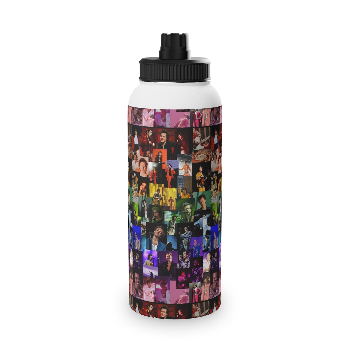 Harry Styles Rainbow Photo Collage Stainless Steel Sports Lid Water Bottle