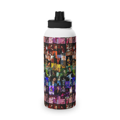 Harry Styles Rainbow Photo Collage Stainless Steel Sports Lid Water Bottle