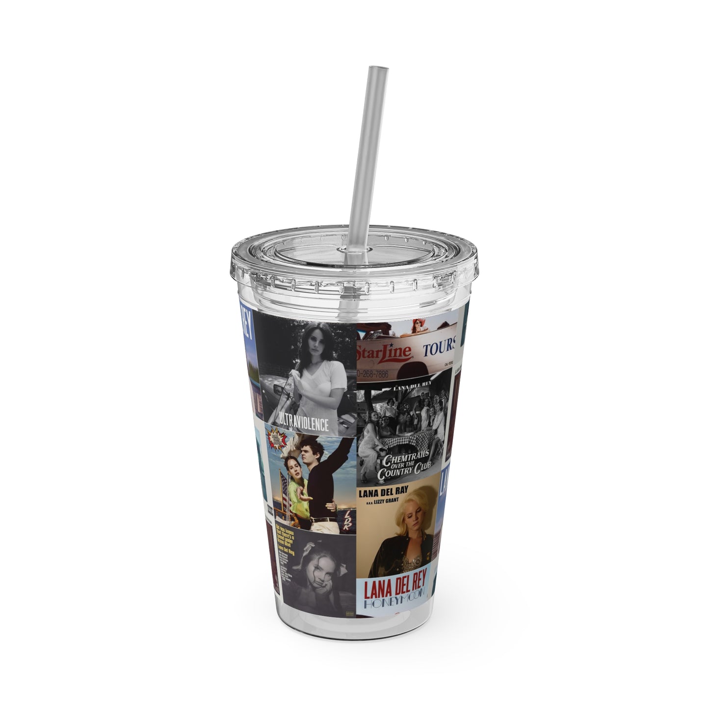 Lana Del Rey Album Cover Collage Sunsplash Tumbler with Straw