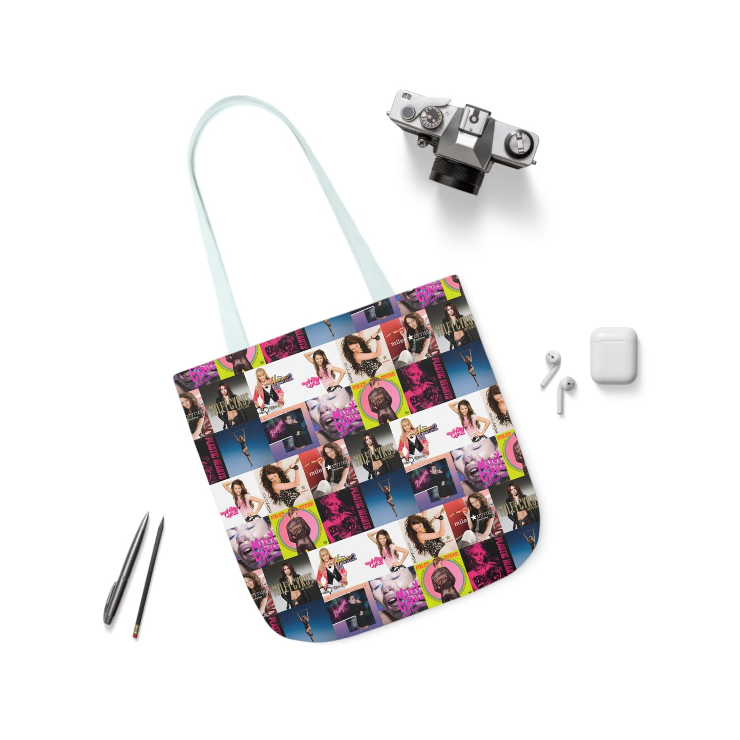 Miley Cyrus Album Cover Collage Polyester Canvas Tote Bag