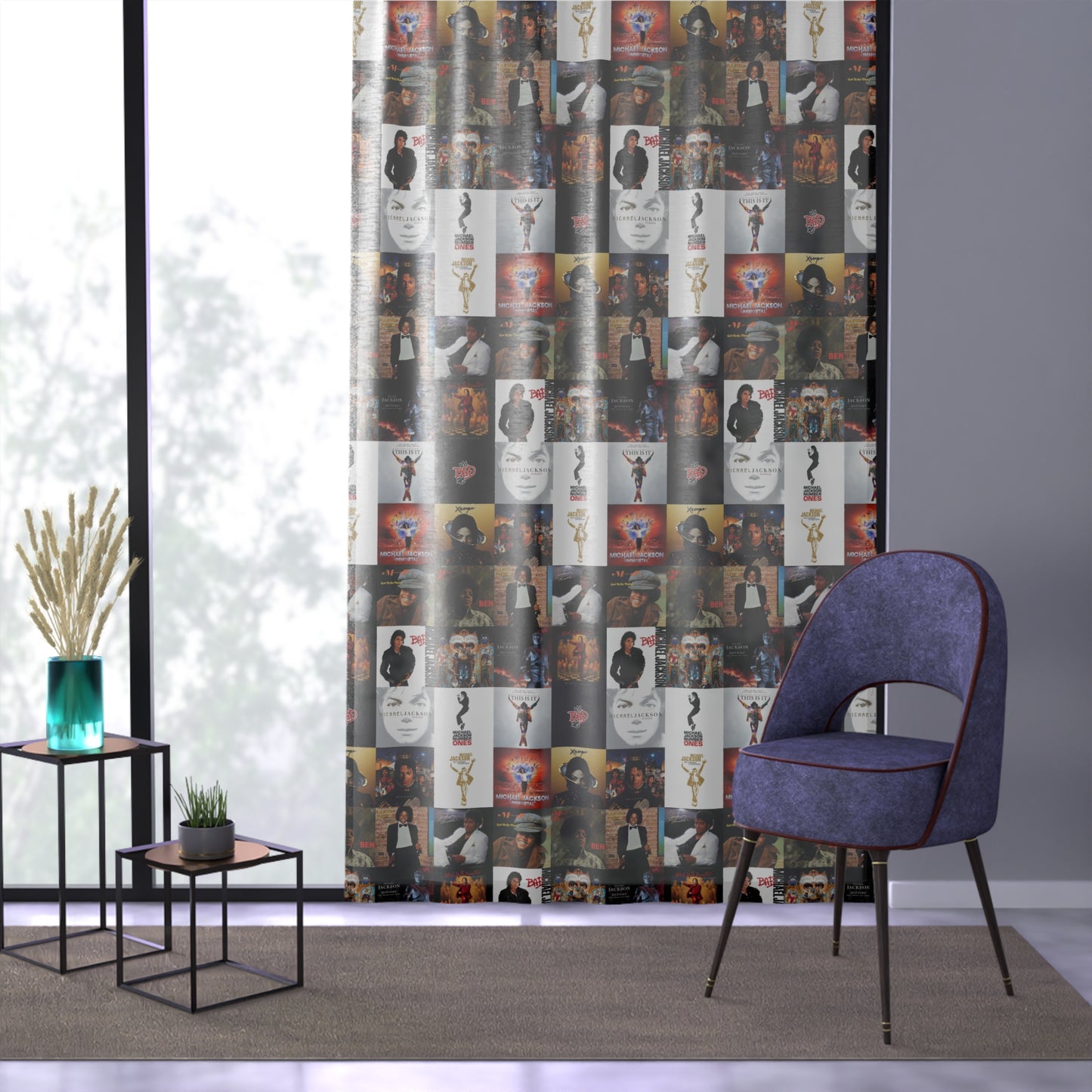 Michael Jackson Album Cover Collage Window Curtain