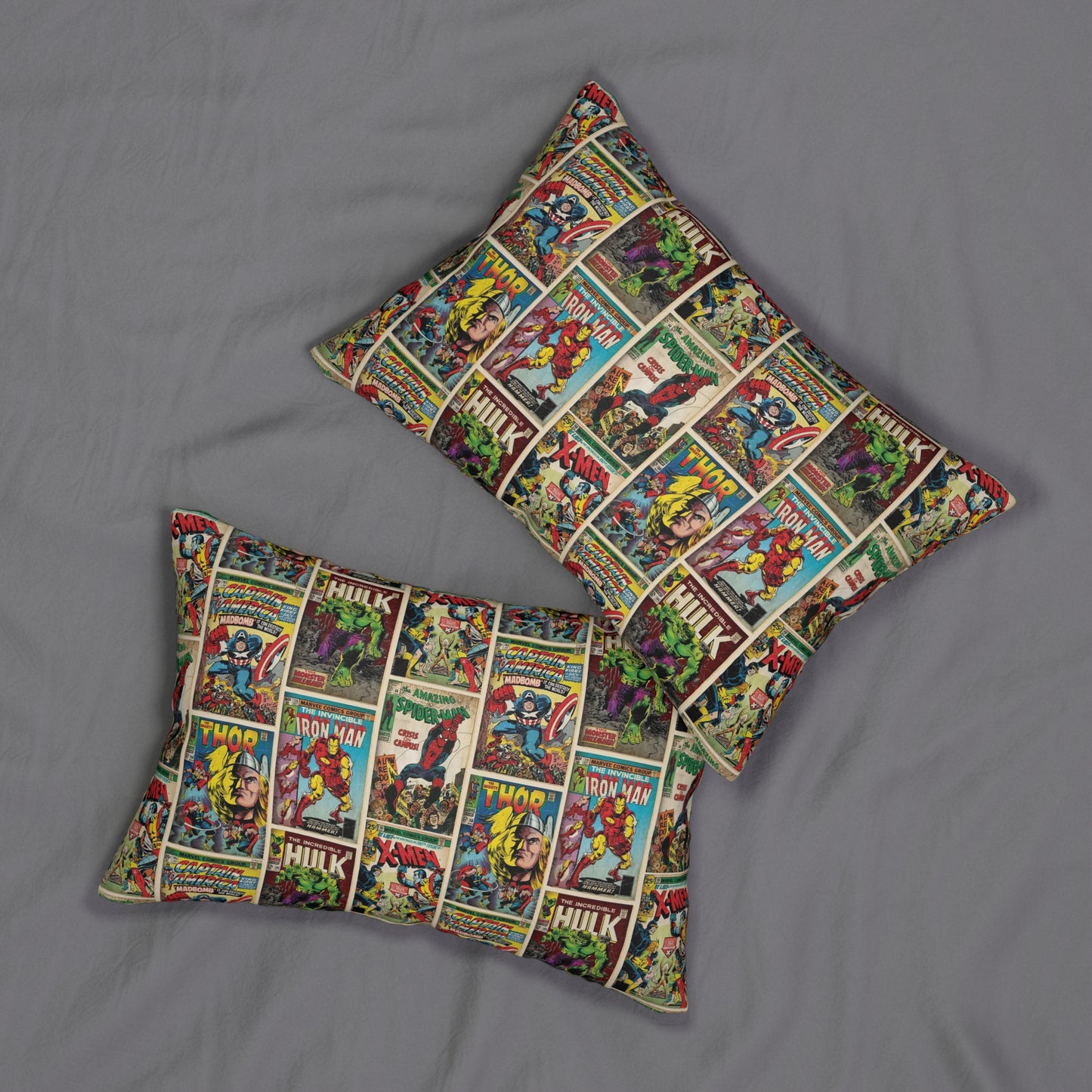 Marvel Comic Book Cover Collage Polyester Lumbar Pillow