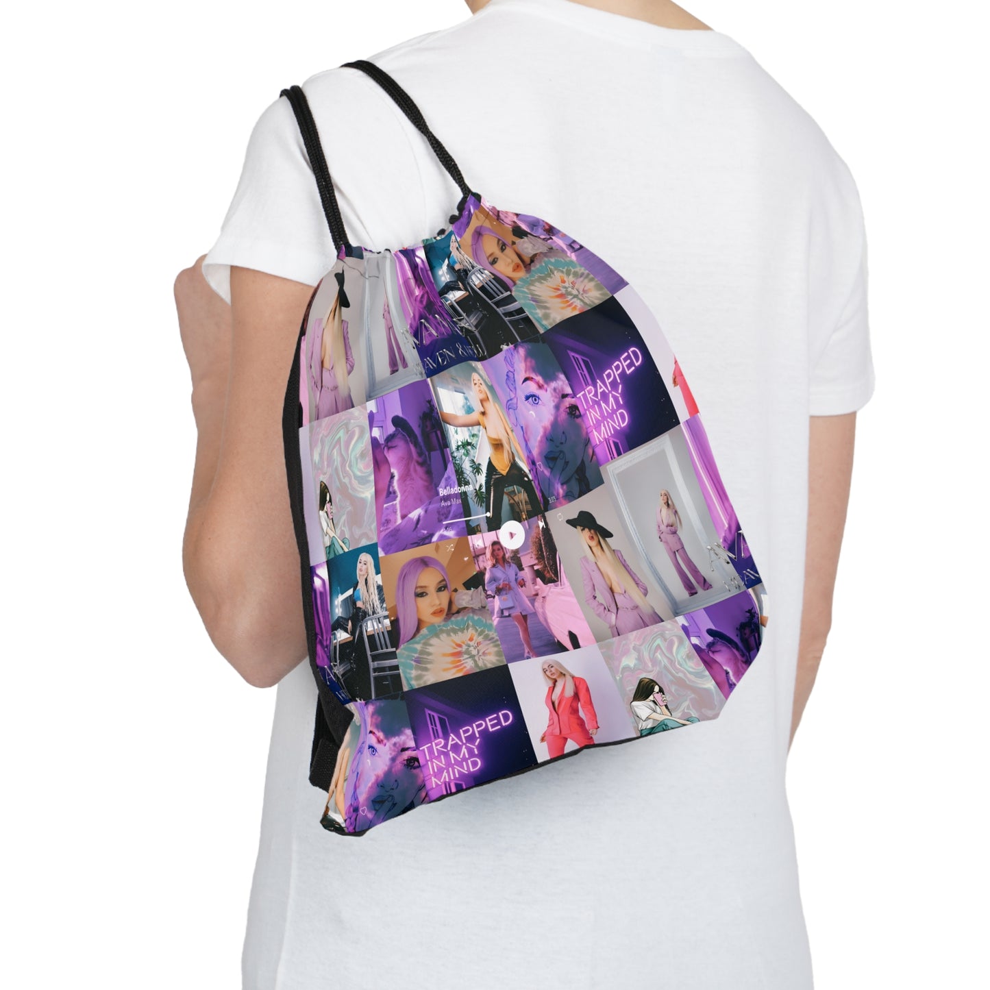 Ava Max Belladonna Photo Collage Outdoor Drawstring Bag