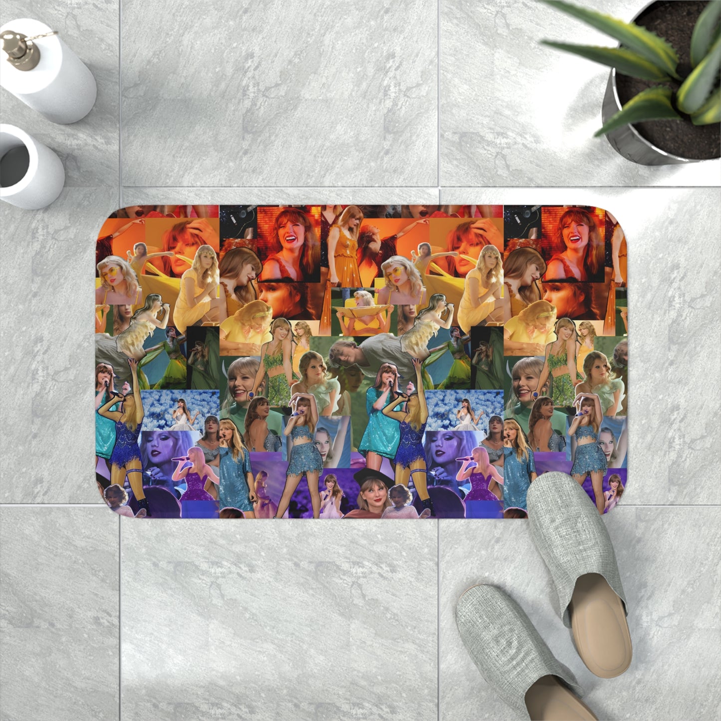 Taylor Swift Rainbow Photo Collage Memory Foam Bath Mat