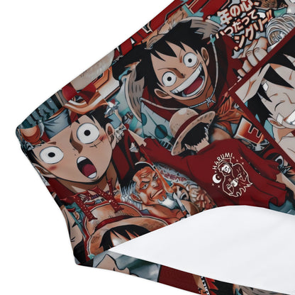 One Piece Anime Monkey D Luffy Red Collage Girls Two Piece Swimsuit