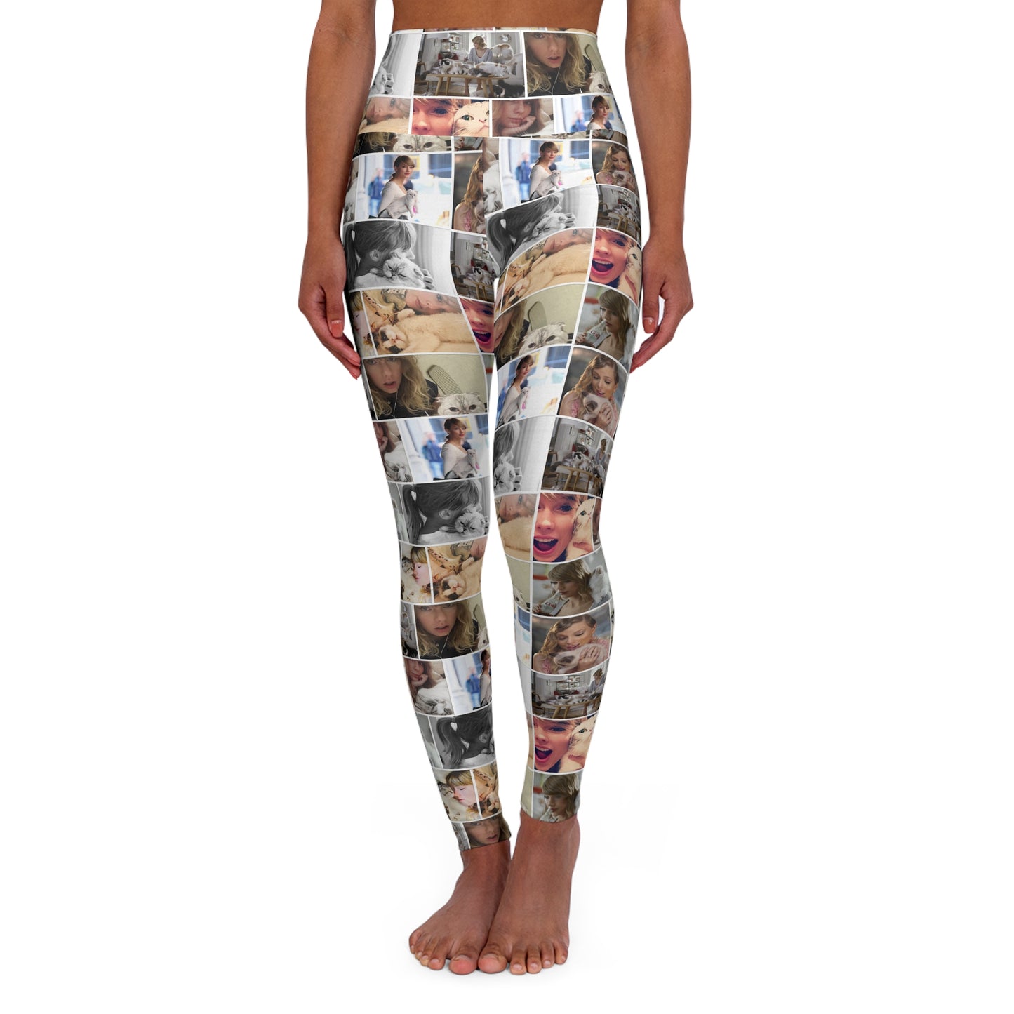 Taylor Swift's Cats Collage Pattern High Waisted Yoga Leggings