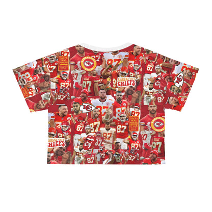 Travis Kelce Chiefs Red Collage Crop Tee