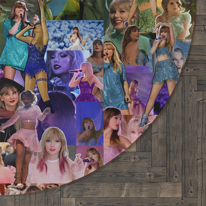 Taylor Swift Rainbow Photo Collage Round Rug