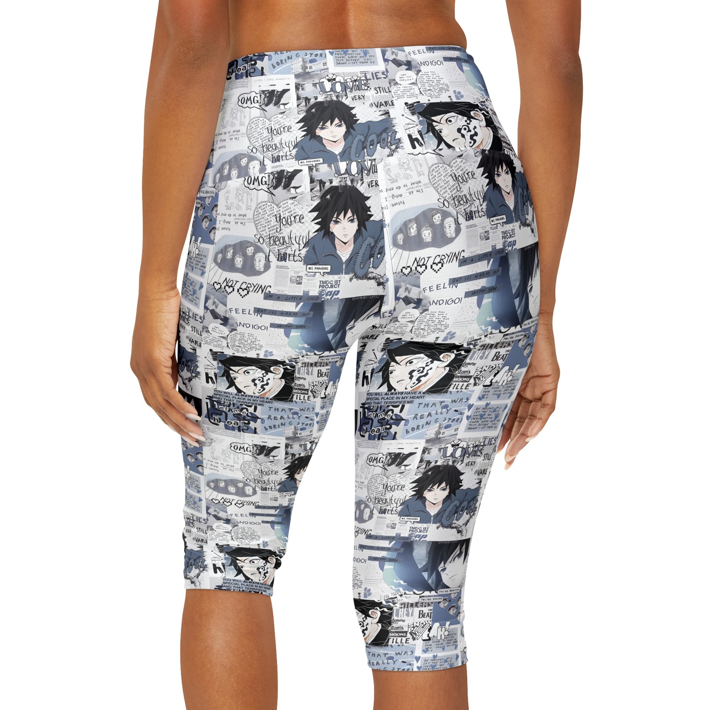 Demon Slayer Giyu Aesthetic Collage Yoga Capri Leggings