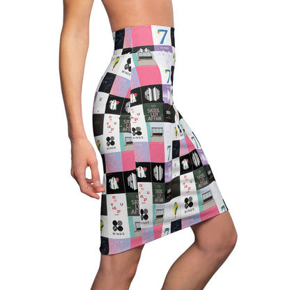 BTS Album Cover Art Collage Women's Pencil Skirt